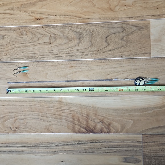 Jade-Like Teardrop Earrings + Necklace SET - Picture 3 of 5